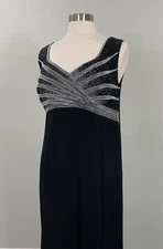 Daymor Couture Petite Black Sleeveless Gown w/Beaded Bodice - Size 16