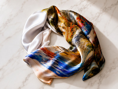 Euntique 100% Silk Twill Scarf 90 x 90 cm Hand-Rolled Edge Fine Art Print