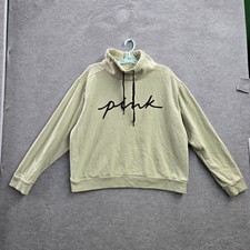 Victoria's Secret PINK Women Hoodie XL Green Logo Long Sleeve READ