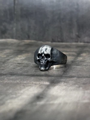 Necrobutcher Small Skull Ring, Hand Made Size 10.5 Japan Silver - Image 1 of 4