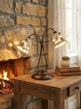 LUME GRANDE A 2 LUCI FERRO BATTUTO CERAMICA COLL. SOFIA