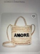 Universal Thread Straw Hand Bag Amore Cream Black Embroidered Small Purse NEW