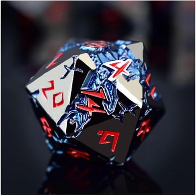 Weighted Blue Dragon DND Dice Set - Solid Metal Construction