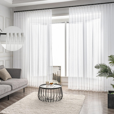 Ftinala Off White Pinch Pleated Sheer Curtains 108 Inches Long Extra Thin