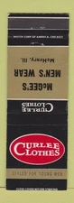 Matchbook Cover - Curlee Men's Clothes McGEe's McHenry IL