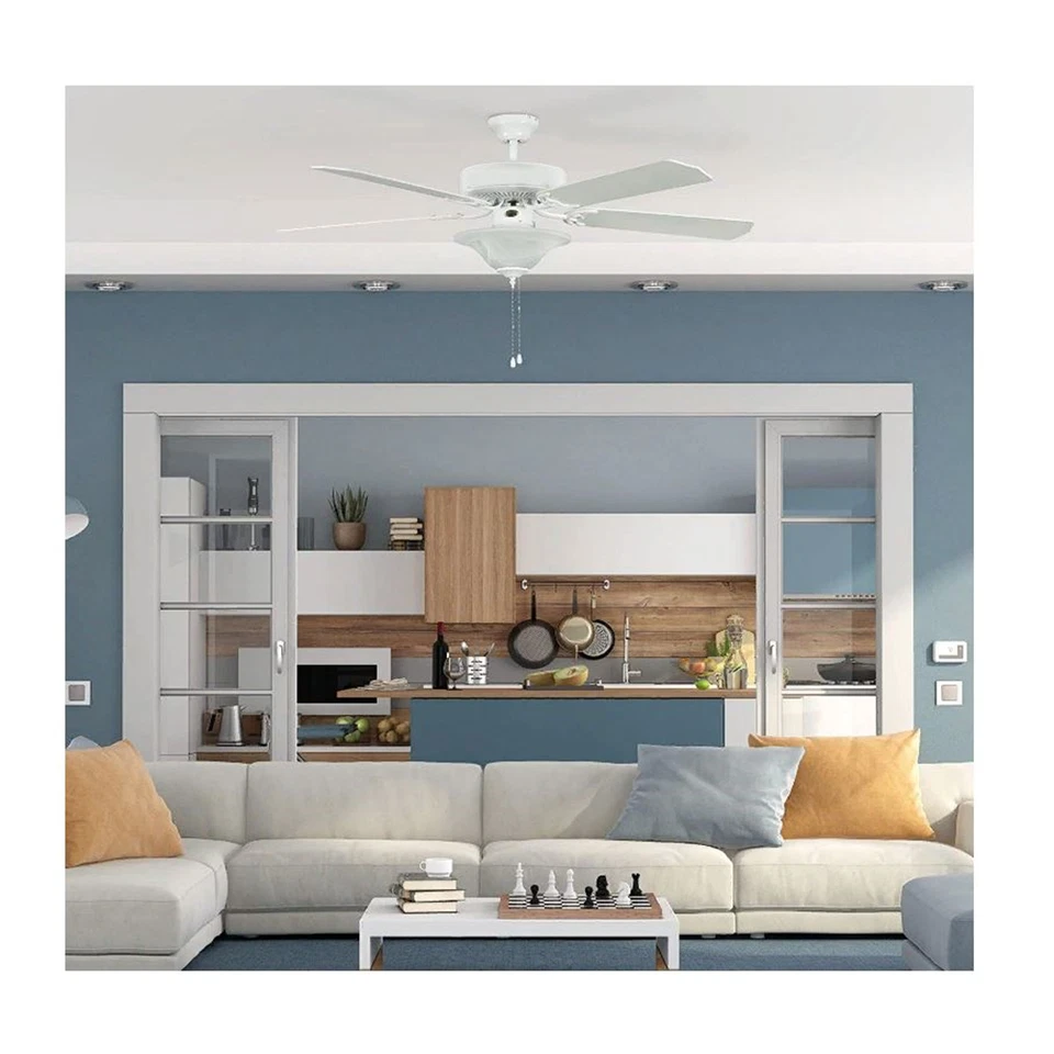 Ventilador de techo interior LED blanco cuadrado Concord Heritage 52" luz 5 aspas 52HES5WH- Foto 3 de 3