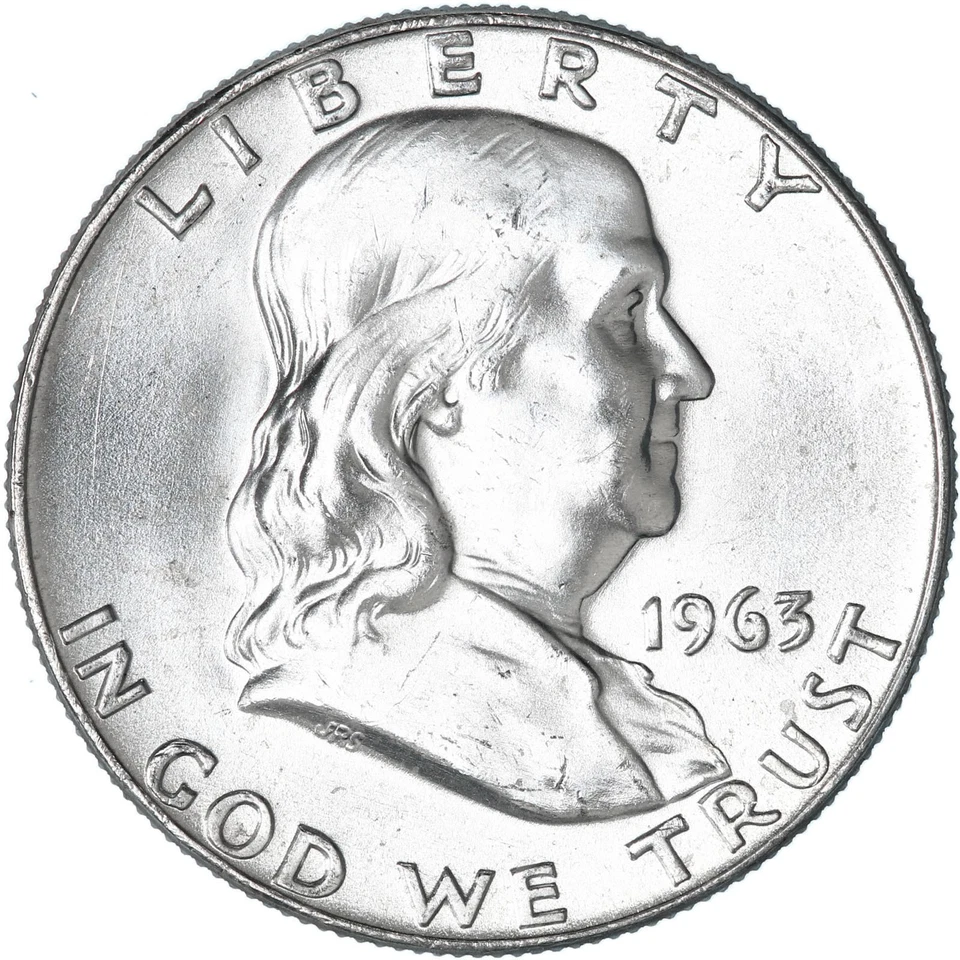 1963 P D Franklin Half Dollar 90% Silver BU 2 Coin Year Set - Image 4 of 4