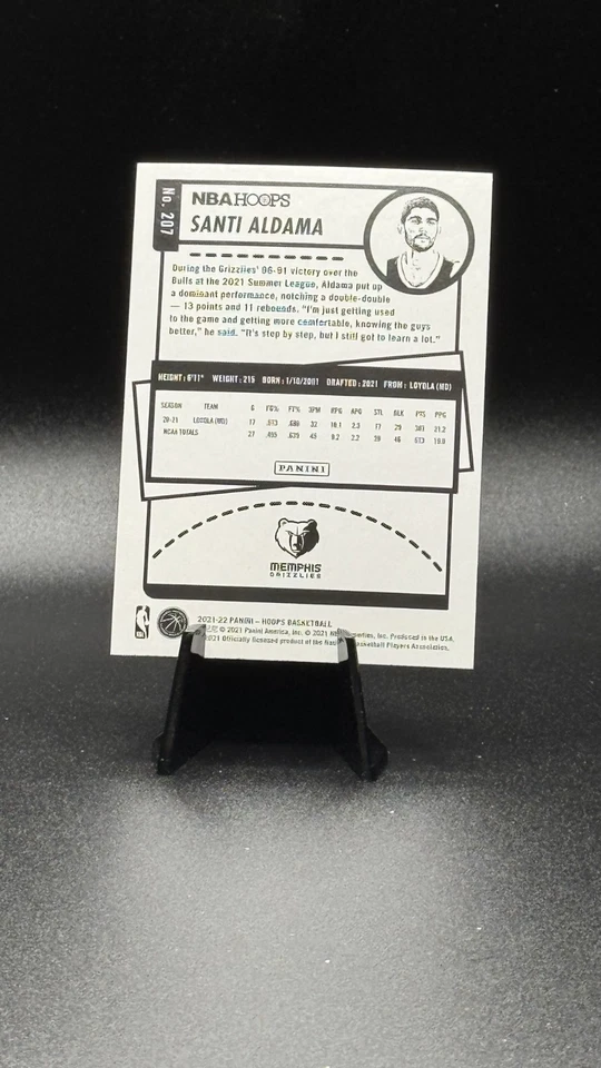 2021-22 Panini NBA Hoops - Rookies Santi Aldama #207 (RC) - Image 2 of 2