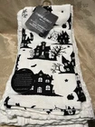 CYNTHIA ROWLEY KITCHEN TOWELS (3) HAUNTED HOUSES BLACK WAFFLE 100% COTTON NWT