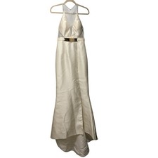 NWT Terani Couture Ivory Women s 4 Sheer Plunge Top Leg Slit Bridal Wedding Gown