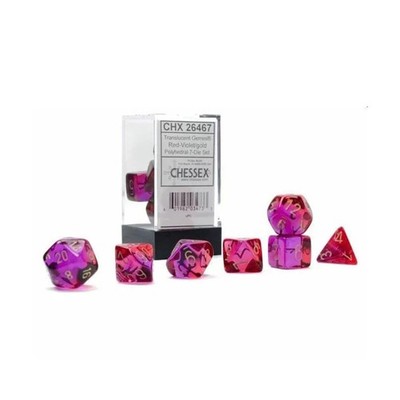 7-Piece Dice Set Cube Gemini Translucent RDVIgd - Chessex