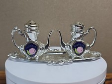 Vintage 1960s-70s Salt & Pepper Shakers Tea Set w/ Serving Tray Georgia 