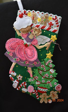 NEW HANDMADE 18" Bucilla Sugar Plum Fairy 2006-2019 Felt Stocking Finished