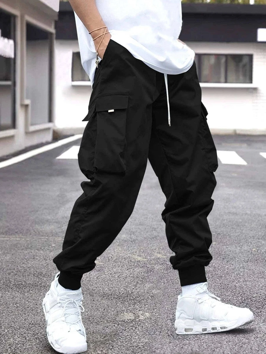 Fashion Men Side Pocket Overalls Black Casual Jogging Pants Spring And  Summer Men Pants Trousers Men Fashion Casual Street Pants @ Best Price  Online