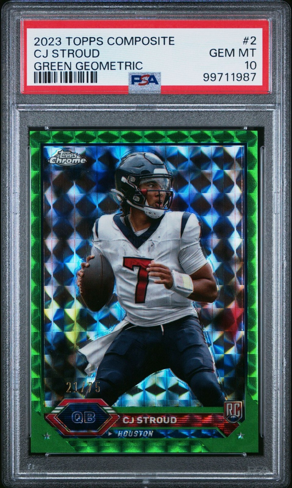 2023 Topps Chrome Composite CJ Stroud Rookie Green Geometric /75 PSA 10