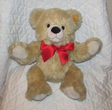 Steiff 16" Plush Bobby Cosy Friends Teddy Bear Blonde Red Bow 013775