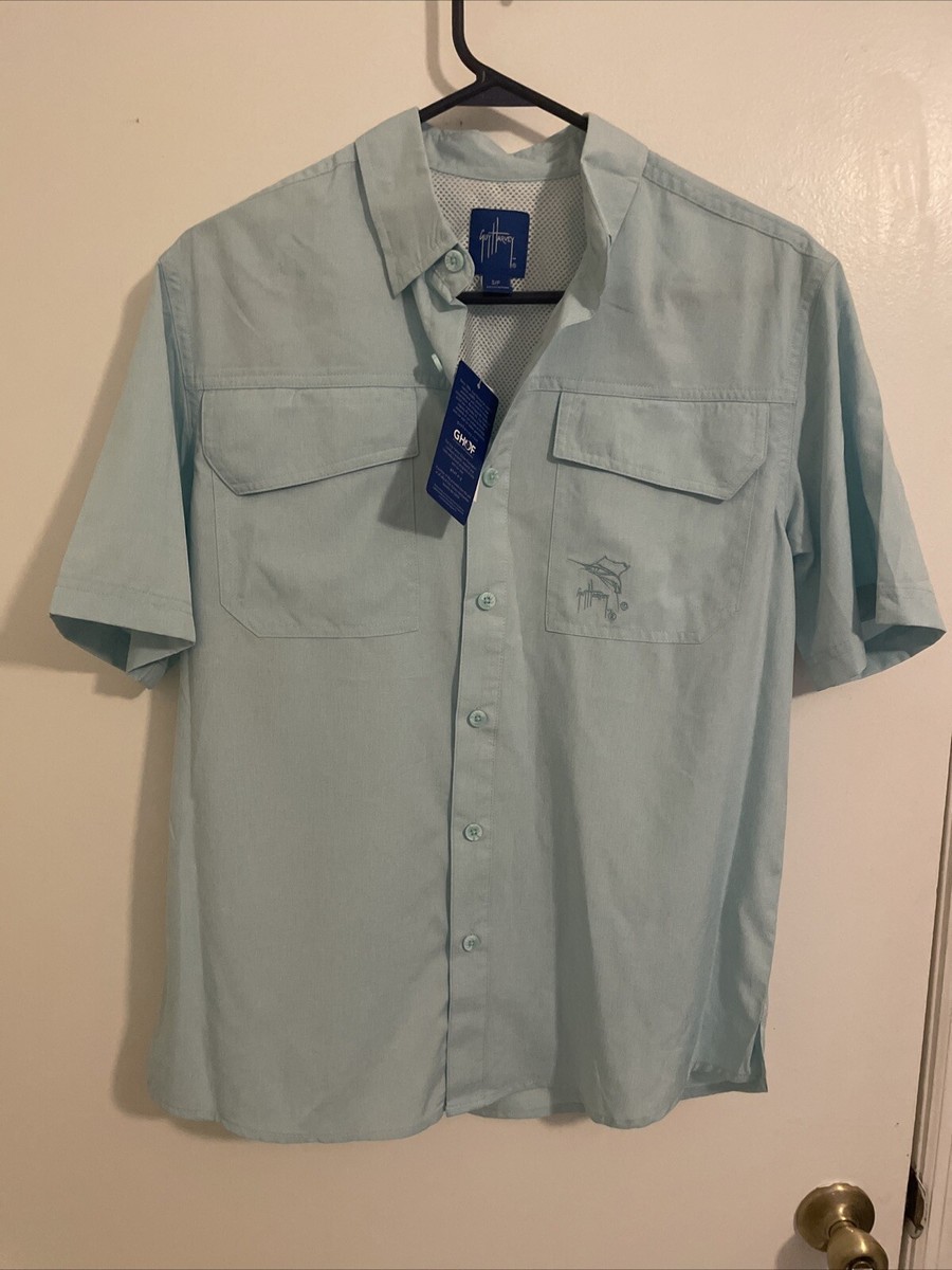 Guy Harvey Men's Resort Shirt - Short Sleeve Button Down With Stretch & Coconut Buttons
