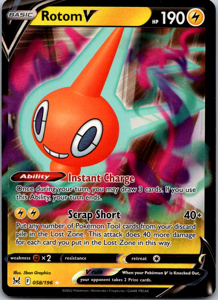 Rotom V 2022 Lost Origin Full Art Ultra Rare Holo Pokemon Card 058