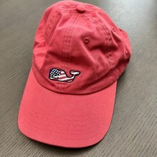 Vineyard Vines Pink Salmon USA Flag Whale Embroidered Baseball Dad Hat Cap Adult