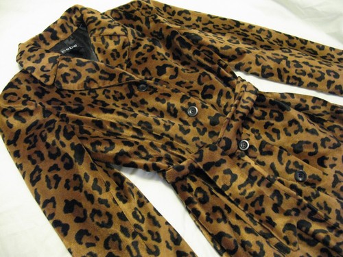 Bebe Faux Leopard Coat Jacket Sz M Beautiful Looks New EUC - Picture 2 of 7
