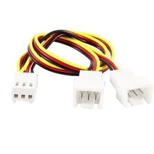 2 X  Computer PC Fan Power Y Splitter Cable Connector Adapter 3-Pin to 2x 3-Pin