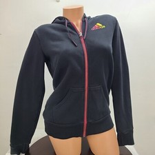 Adidas Hoodie Jacket Women Small Black Pink Full Zip Thumb Hole Pockets Casual