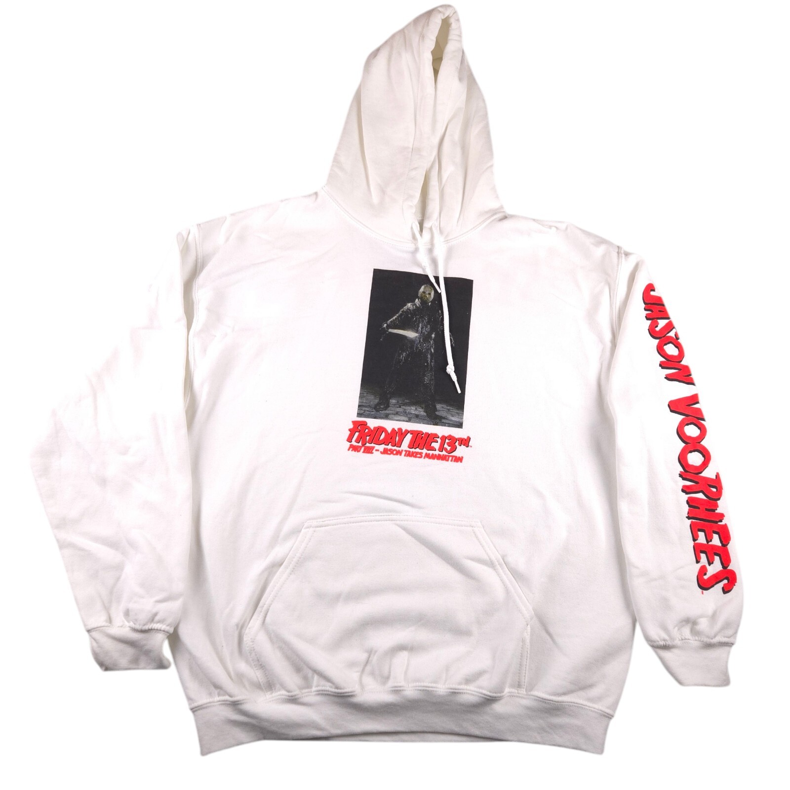 Friday The 13th Jason Takes Manhattan Hoodie Jason Sweatshirt White Size L NWT