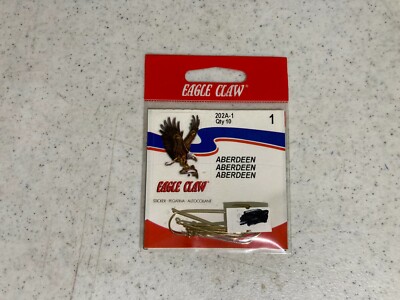 6 pks Eagle Claw Fishing Hooks 202A-181A  Size 1 of 10pks NIP