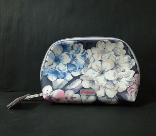 BNWT Cath Kidston Graphite Gray Rhododendron Curved Top Cosmetic Make Up Bag - Picture 1 of 8