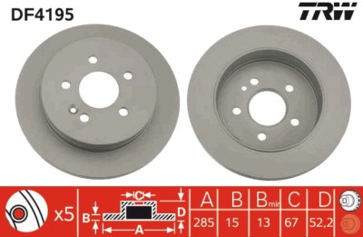 2 x TRW DF4195 Bremsscheibe für MERCEDES-BENZ