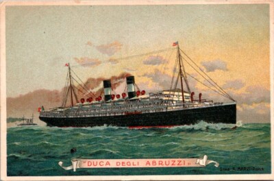 Duca Degli Abruzzi Ship White Border Postcard