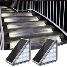 2Pack Solar Deck Lights 10LED Outdoor Garden Path Pathway Stairs Step Fence Lamp