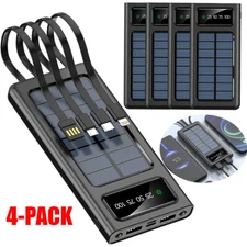 4xPower Bank 4USB Portable External Solar Battery Backup Fast Charger 9000000mAh