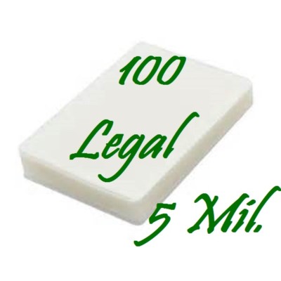 100 Legal 5 Mil Laminating Pouches Sleeves 9 x 14-1/2 Gloss, EXTRA CLEAR