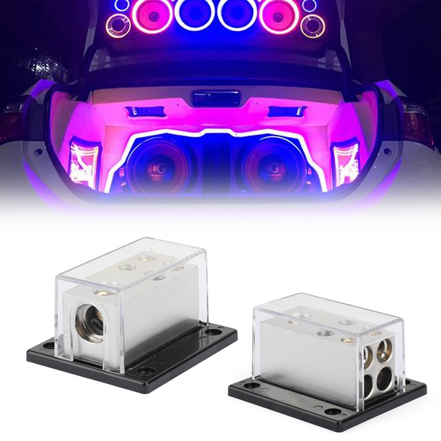 Distribution Block Car Audio AWG 12V for Car Audio Marine 1x0 Ga In 4x4