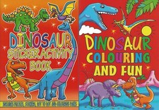 Set 2 x Children's Dinosaur Colouring Puzzle Book Stickers Activity Kids T Rex🦖