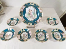 JKB Bavaria 7 piece Berry Set Differing Scenes of Maidens and Cherubs 