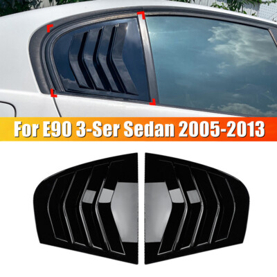 Gloss Black Side Quarter Window Louver Shutter Cover For E90 3-Ser Sedan 2005-13