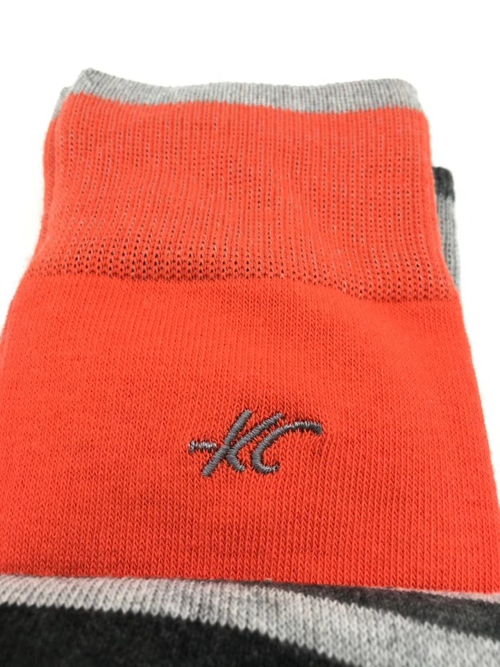 Paquete de 3 calcetines de vestir Kenneth Cole gris y naranja a rayas zapatos para hombre talla 6-10 nuevos Foto 4 de 4