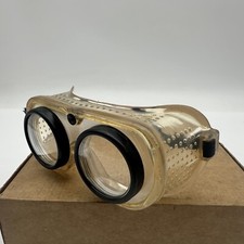 Vintage American Optical Industrial Protective Goggles Rubber Body Round Lens VG