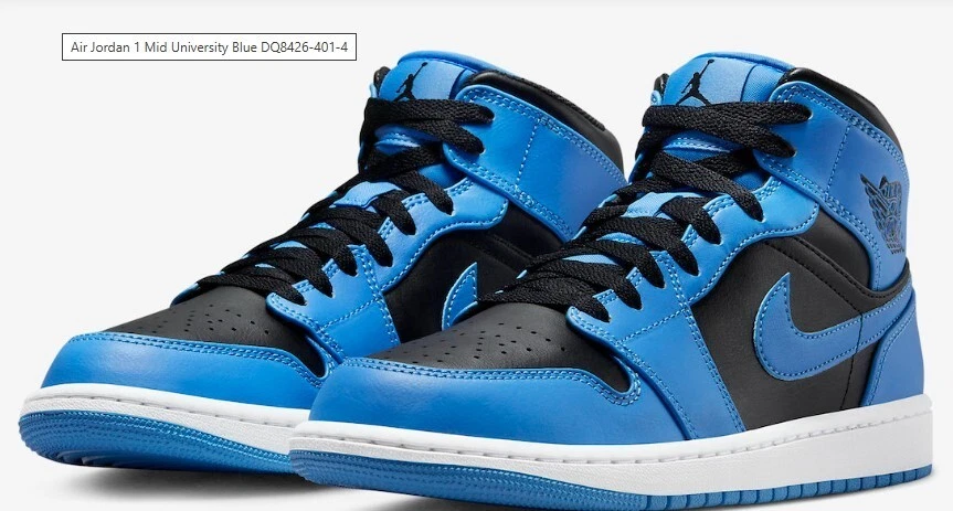 Jordan 1 Mid University Blue Black | eBay