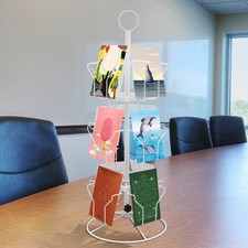3 Tier Greeting Card Rack Spins 12 Pocket White Retail Display Rotating Holder