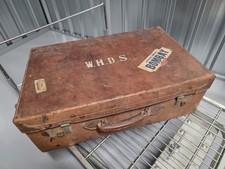 Large 70" Vintage Stitched Leather Suitcase With Mainly Anchor Line Labels