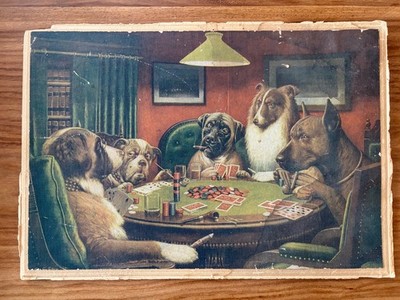 Dog Poker Art Print ''A Bold Bluff'' by C.M. Coolidge Brown & Bigelow  Vintage