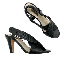 Broccoli Made in Italy Criss-Cross Black Leather Sandals Heels IT40 (US 9.5/10)