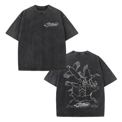 Vintage Black Washed Hunting T-Shirt, Front Mathews Script Logo