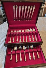 IS Co Genuine Wm. Rogers Sectional SilverPlate 50 Piece Silverware Set with Case