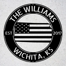 Custom Metal Kansas Sign Personalized KY State Wall Art With Us Flag