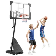 VEVOR Portable Basketball Stand, 8.04 to 10 ft Height Adjustment Basketball Hoop