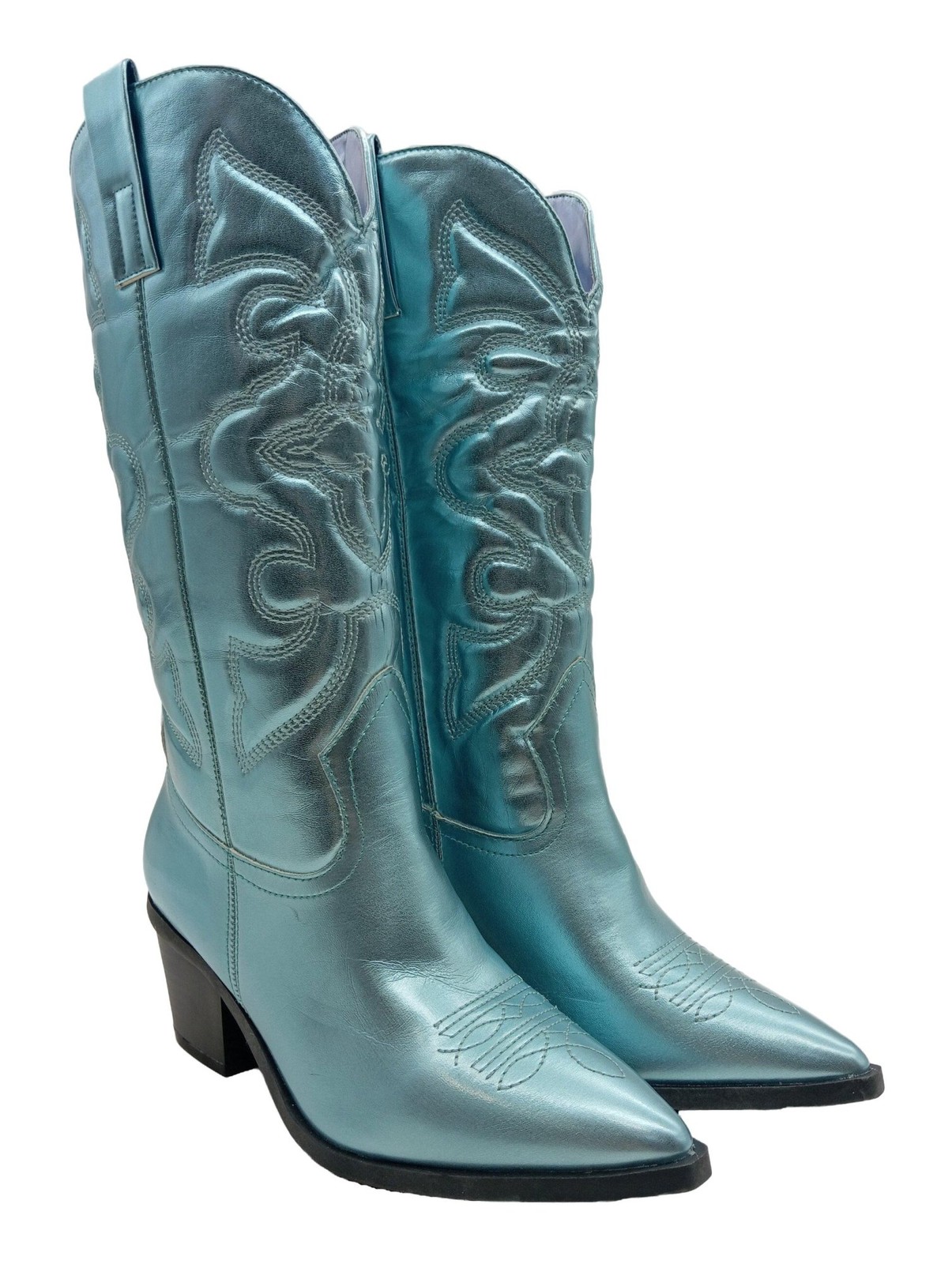 SHELN Botas estilo vaquero Mujeres Botas altas Talla EU 40 turquesa elegante